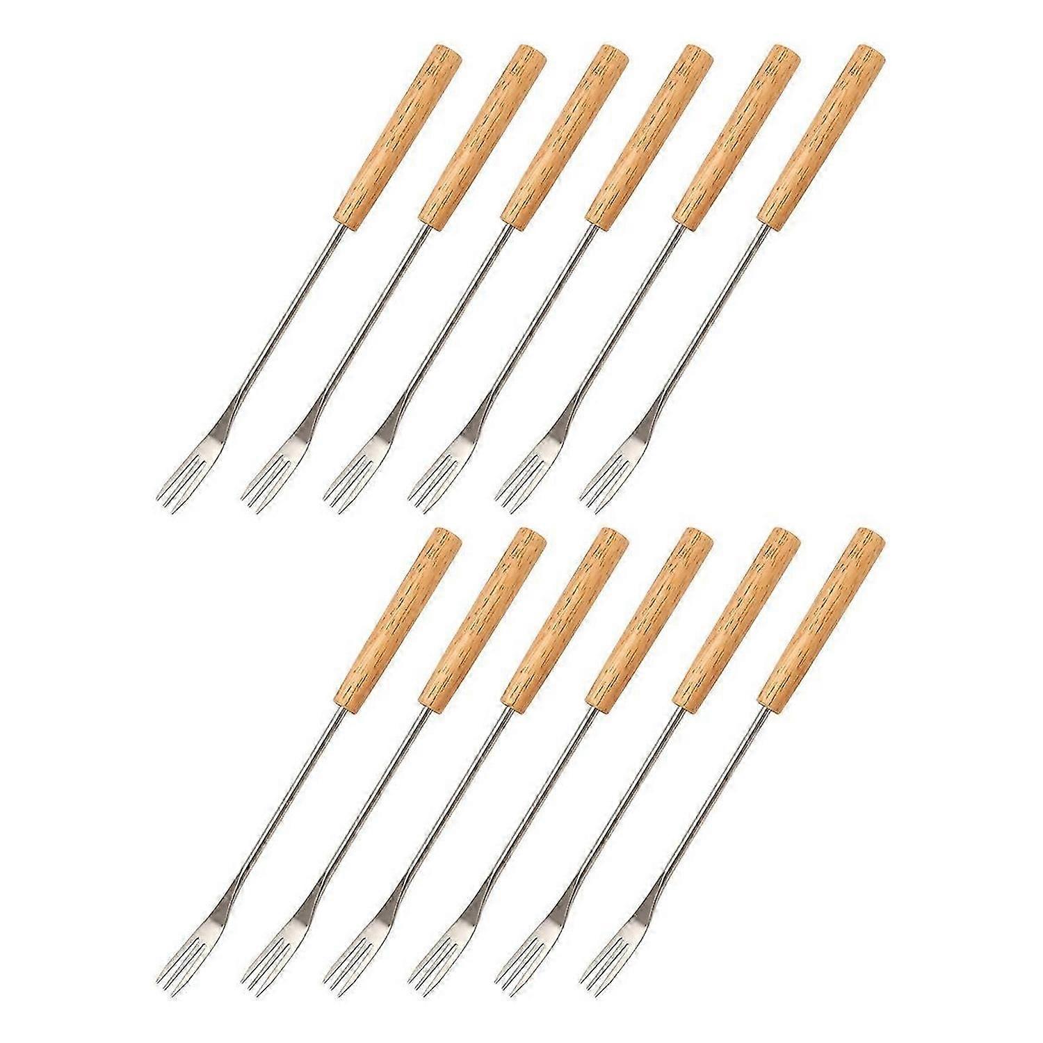 12Pcs Fondue Fork Grilling Set Muddler for Cocktails Set Reusable Fruit Forks Bbq Fork Dipping Ice C