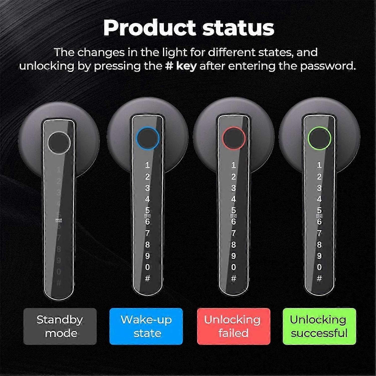 Door Knob Fingerprint Door Lock Smart Locks with Passcode Keypad Biometric Keyless Entry Door Lock w
