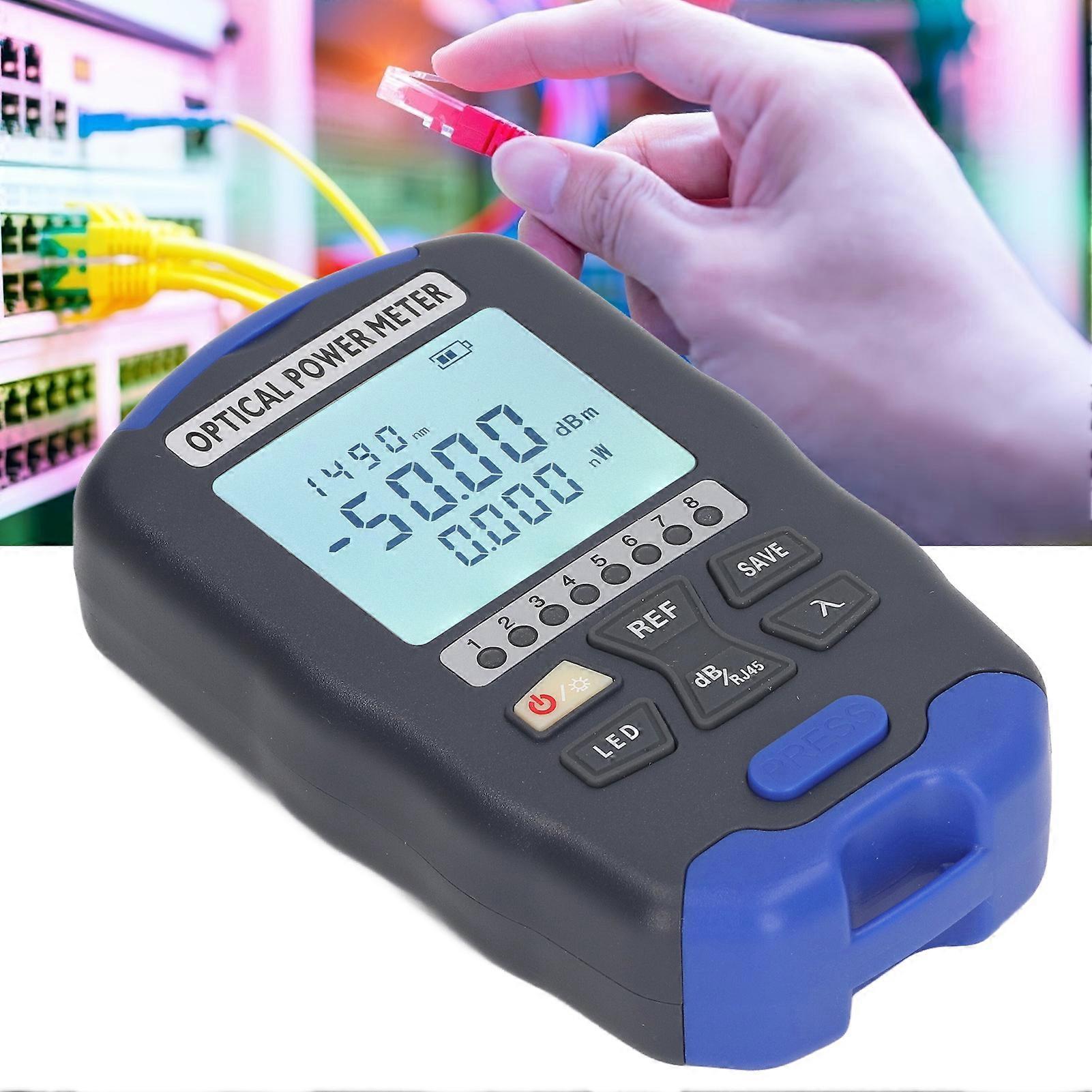 Optical Fiber Power Meter 30km Red Light Source RJ45 Network Testing 3 in 1 Fiber Optic Cable Tester with LED Light ‑70 to +10dBm 