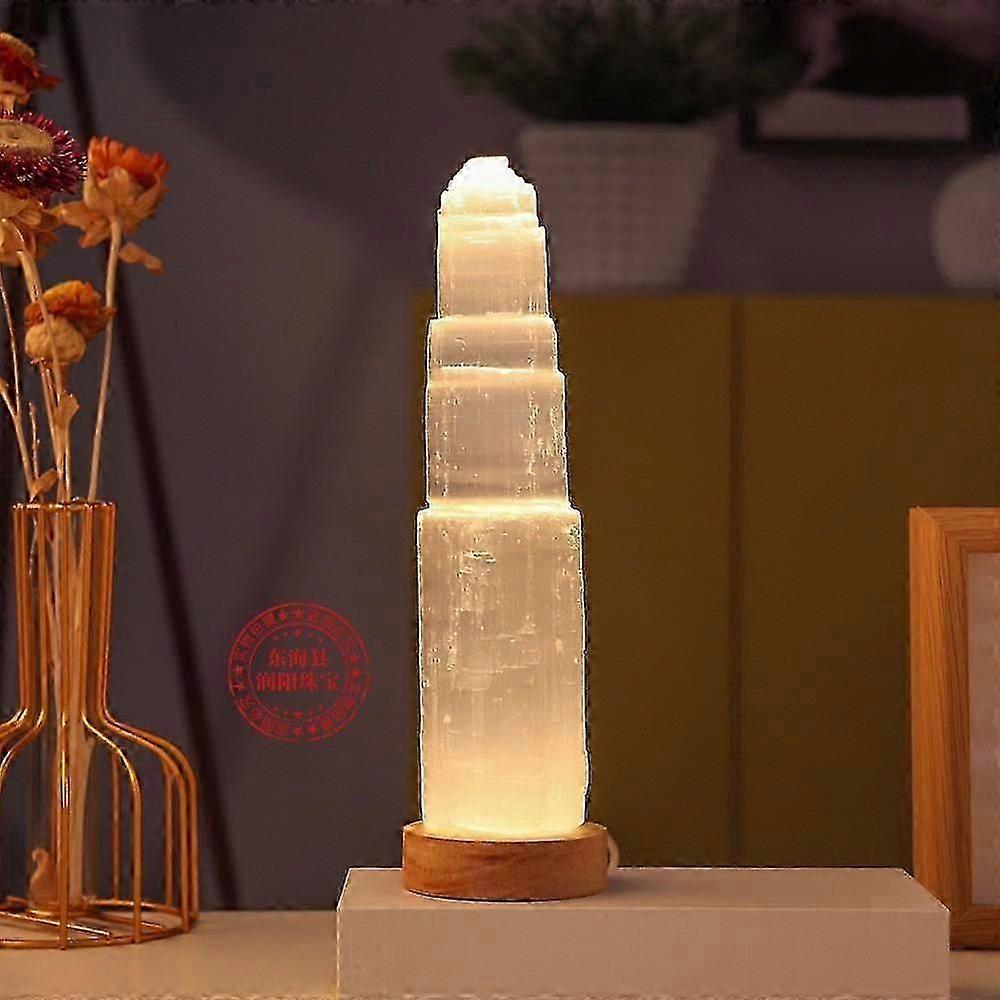 Pure Selenite USB Crystal Rock Dimmable Lamp With 7 Changeable Colours Mountain Tower Lamp