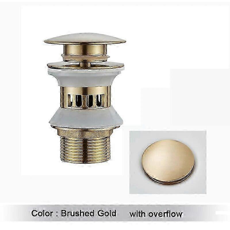 Pop Up Drain Button Bathroom Sink Plug Drainer Gold Washbasin Accessory With Or Without Overflow Siphon Waste Stopper