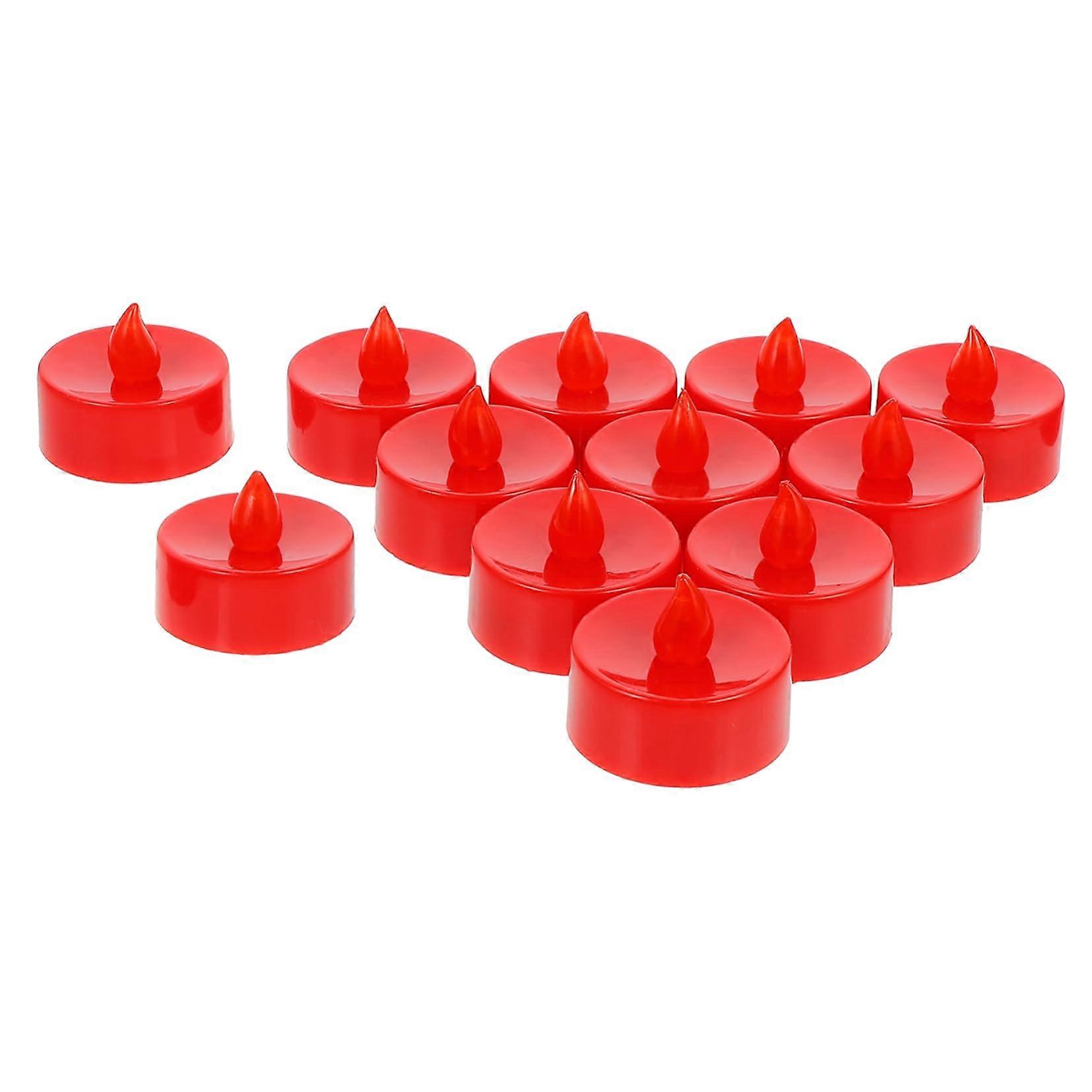 12 Pieces LED Light Candles Plastic Red