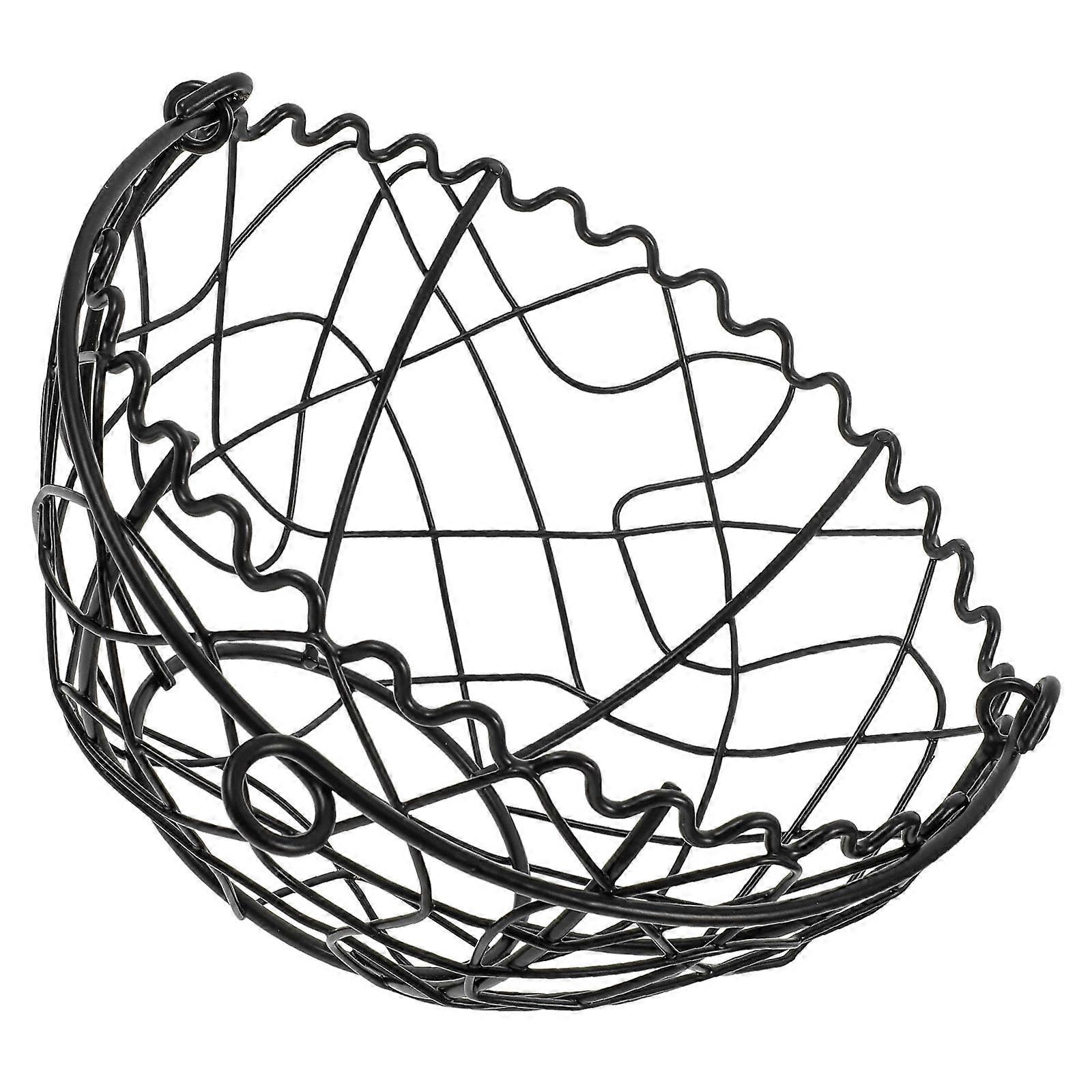 Wire Storage Basket Hollow Design Fruit Organizer Kitchen Storage for Eggs Bread Vegetables Compact Versatile Use