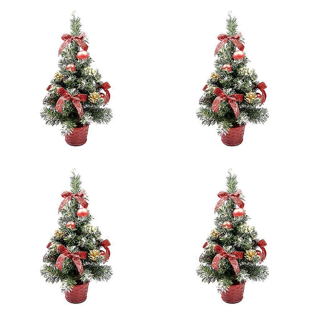 Holiday Desktop Tree Mini Christmas Tree Tree Shape Assorted Color 20X12X12cm Photography Prop 4Pcs