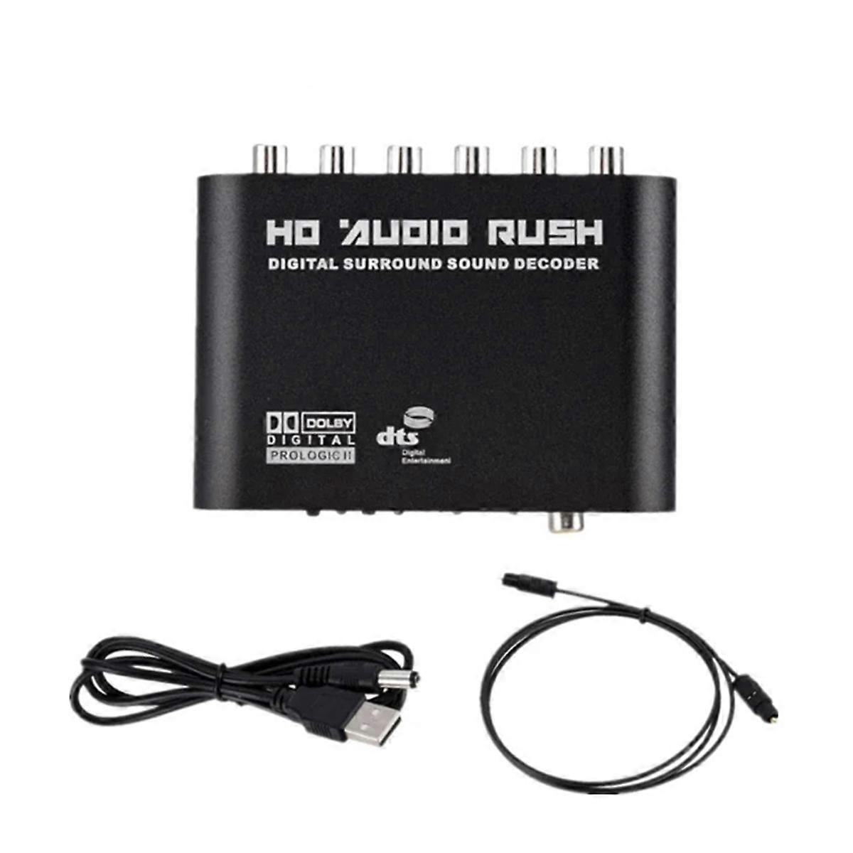 Digital to Analog 5.1 Audio Decoder Amplifier+Fiber Optic Cable SPDIF Coaxial to AC3 Optical Analog Converter for TV