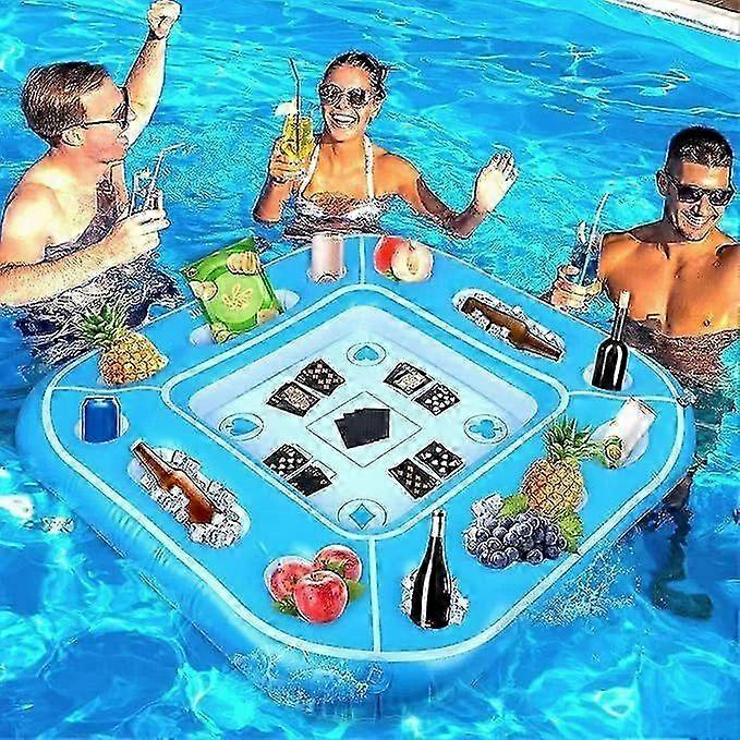 Floating Pool Game Table- Spacious Inflatable Board Games Table with Waterproof Playing Cards, Fun t