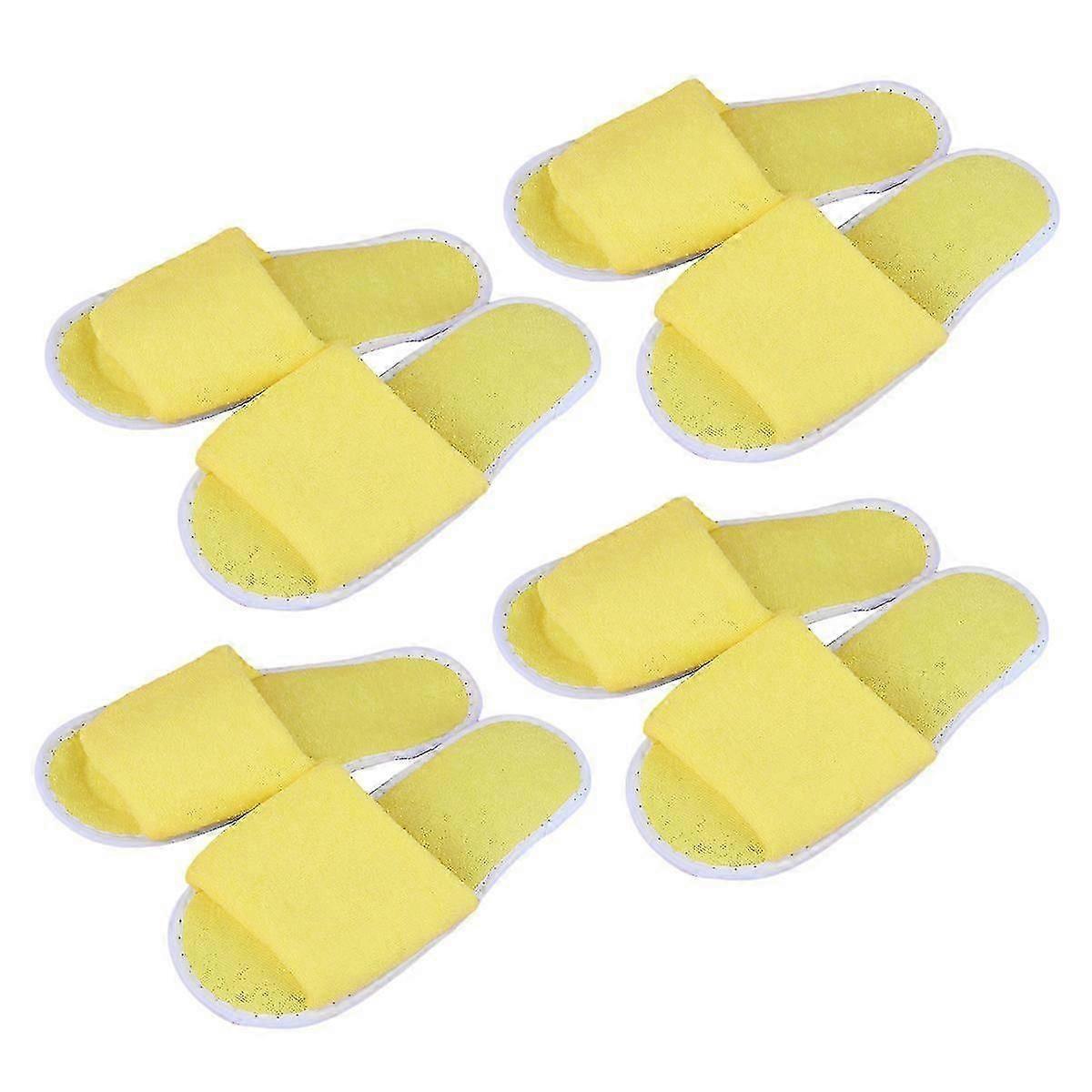 4 أزواج من نعال السفر قابلة للطي نعال فندق يمكن التخلص منها للنساء (أصفر)