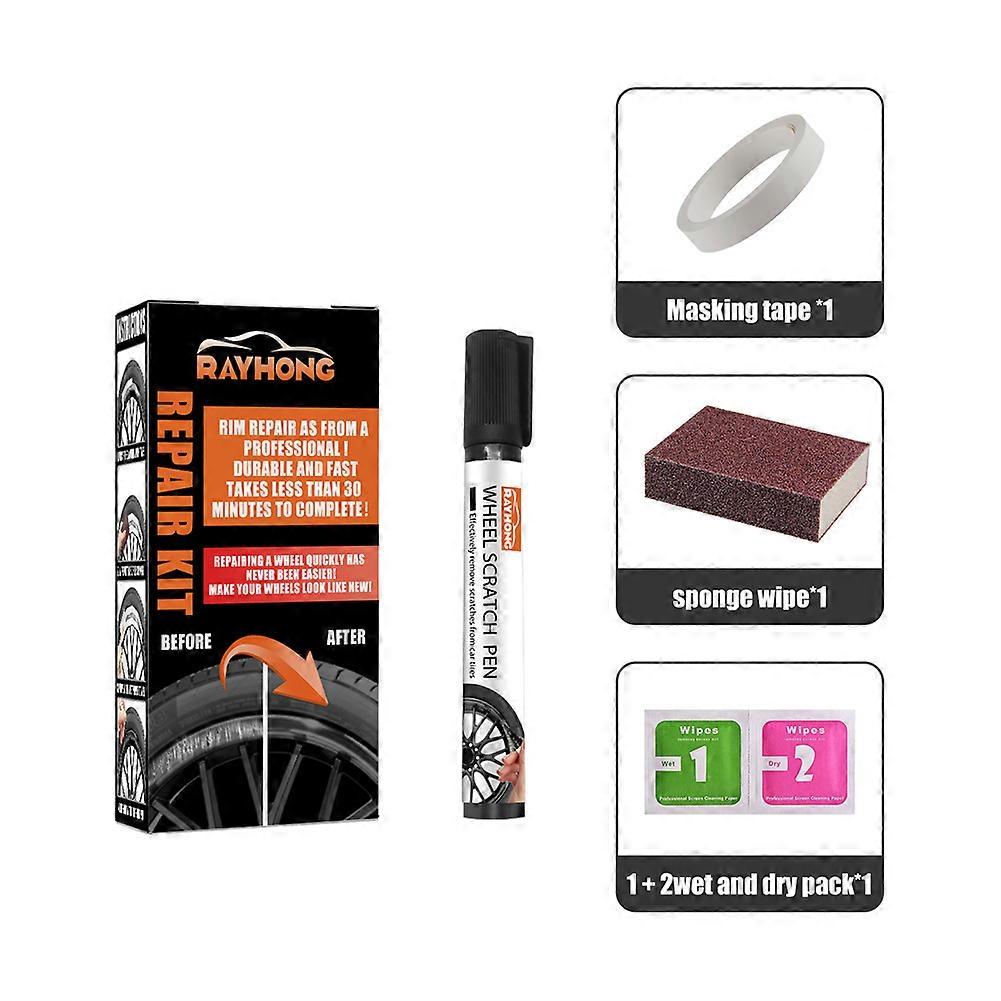 ערכת תיקון גלגל צבע אוניברסלי נייד DIY תיקון שריטות תיקון צבע תיקון צבע תיקון חישוק רכב ערכת תיקון שריטות גלגל סגסוגת