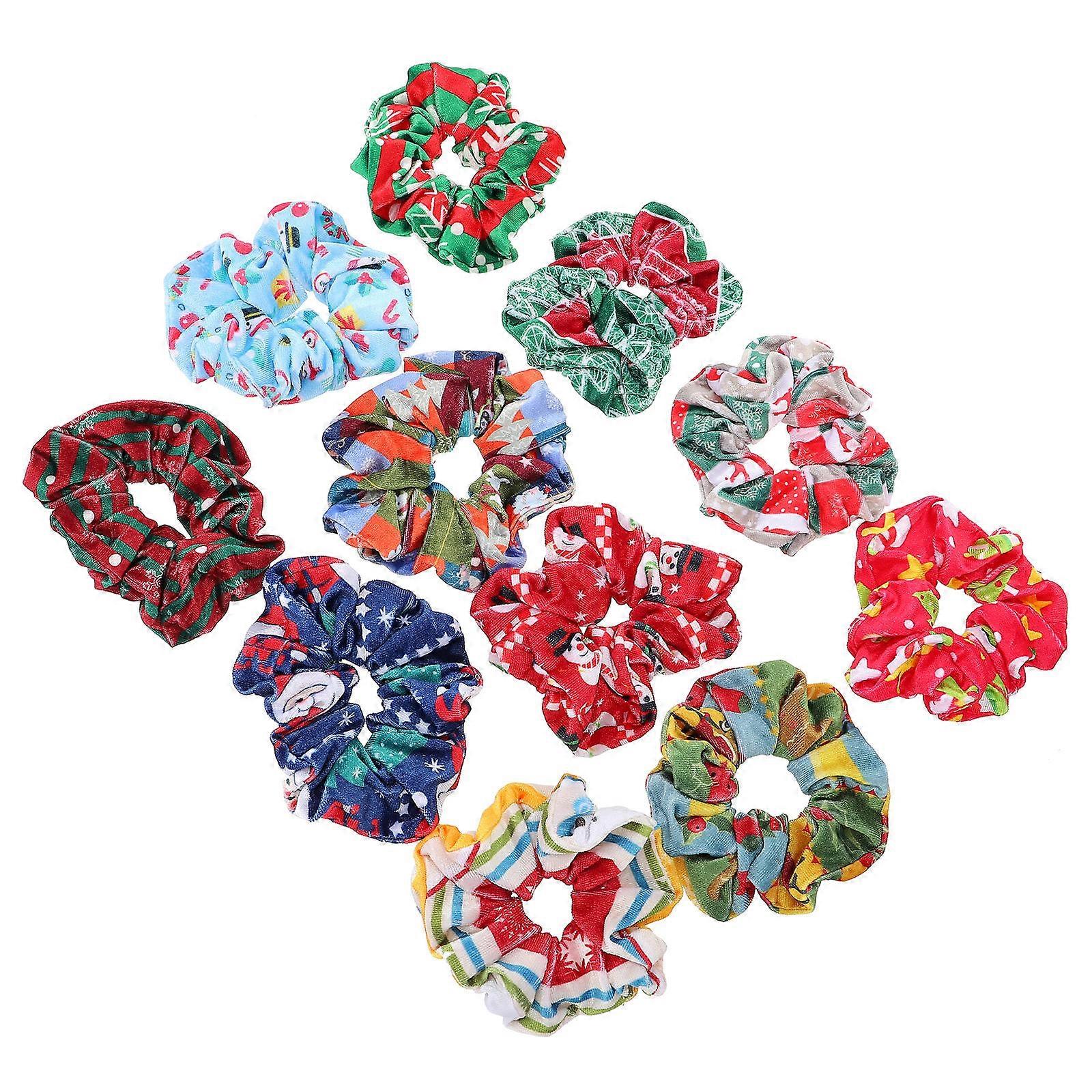 Hair Holders For Women Elastic Hair Bands Flannel Hair Ropes Daily Use Circular Shape Assorted Color 10x10x3cm 11Set