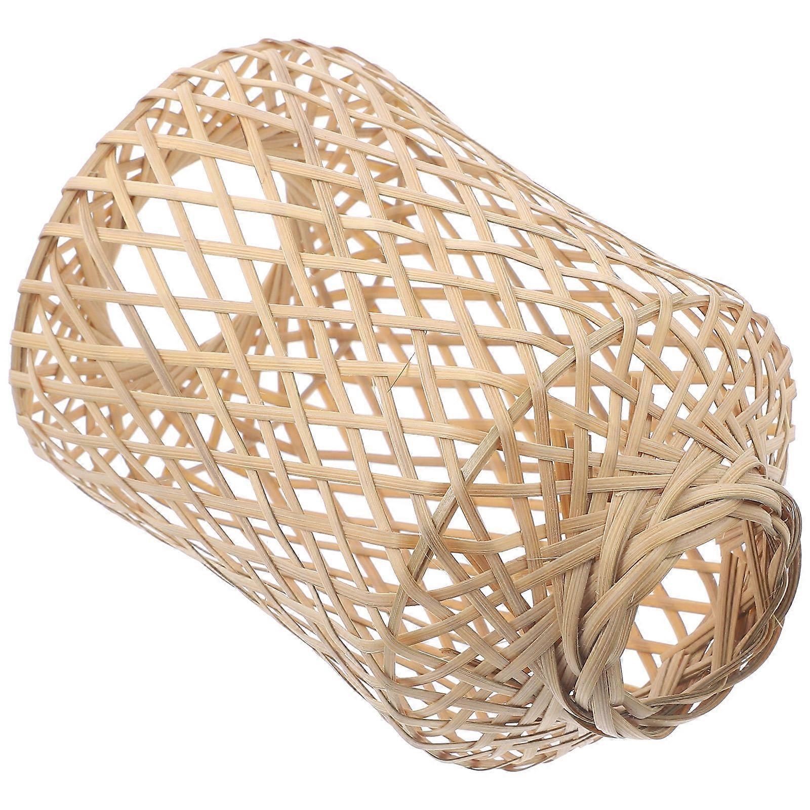 Rustic Woven Bamboo Lampshade for Hanging Ceiling Lamps – Versatile Decorative Pendant Light Cover with Eye Protection Design for Living Room and