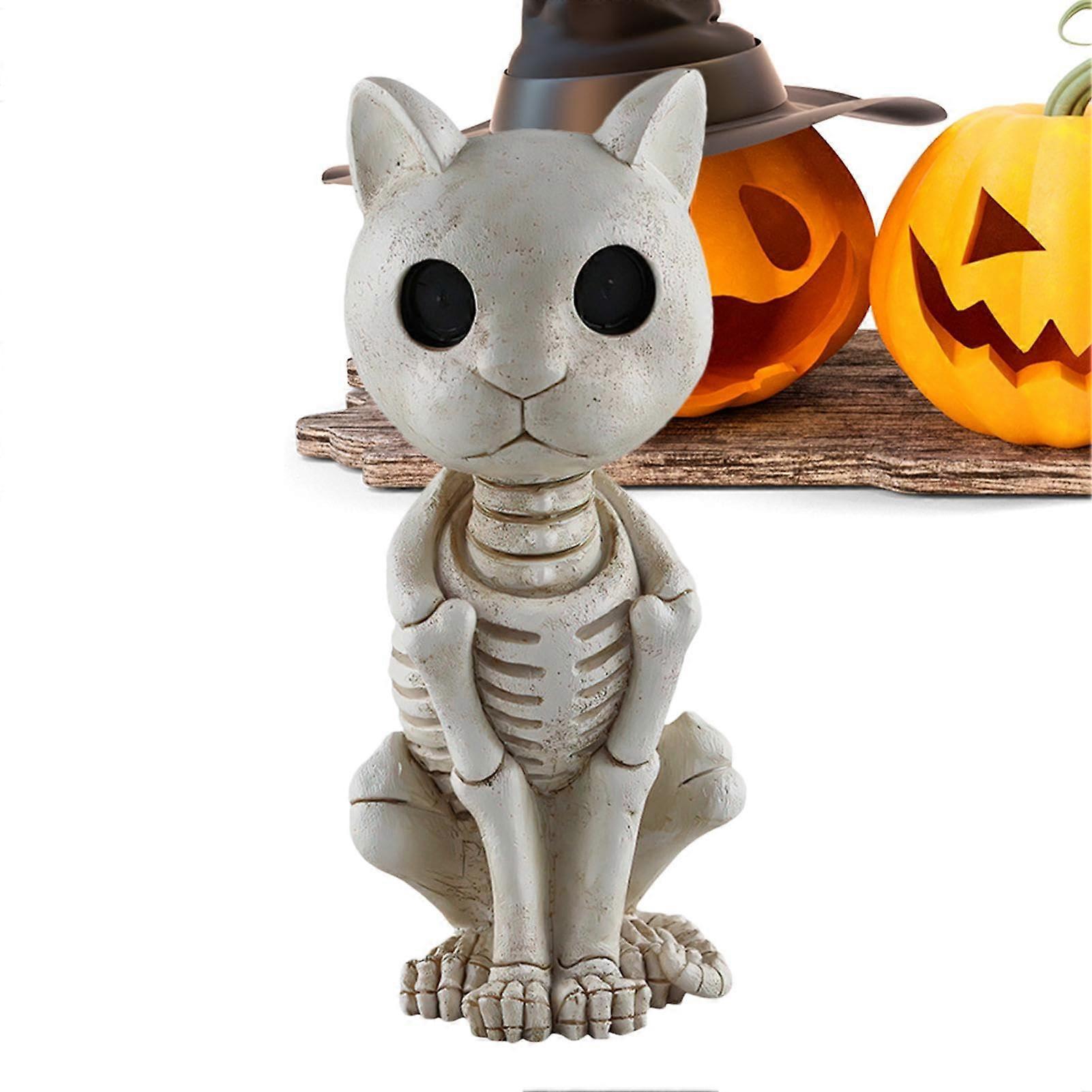 Skeleton Cat Statue, Figure, Prop for Indoor and Outdoor Use
