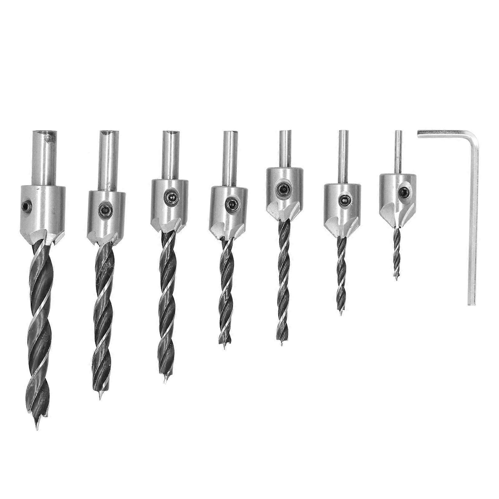 7Pcs Countersink Drill Bits Set Woodworking High Speed Steel Counter Sinker Drill Bit for Carpentry