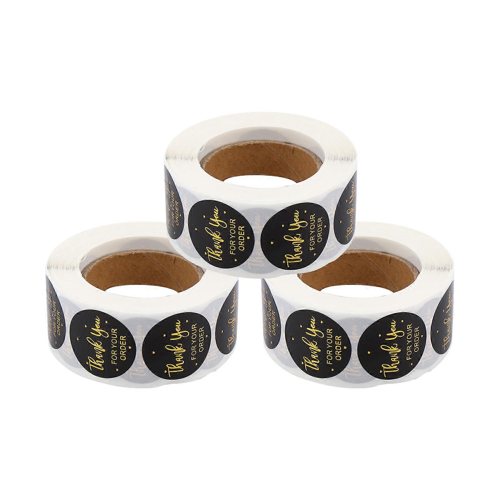 3 Rolls Thank You Foil Sealing Stickers, Self Adhesive Round Labels for Candy Bags, Wrapping and Cake Decoration