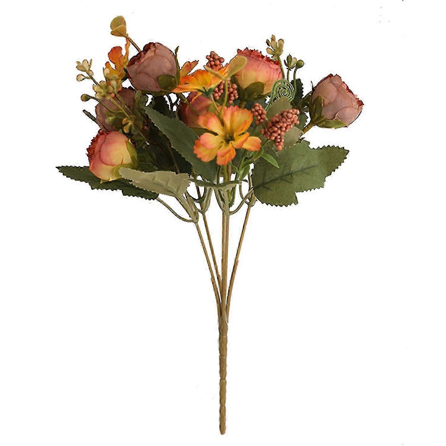 Artificial Rose 5 Forks with Stem Non-withering Wedding Decor Faux Flower Branch Home Supplies