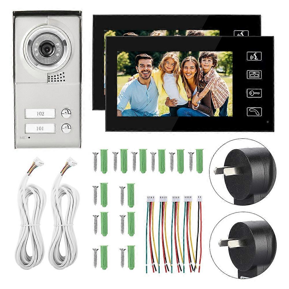 Video Door Phone Doorbell Intercom System with IR Camrea for 2 Apartment