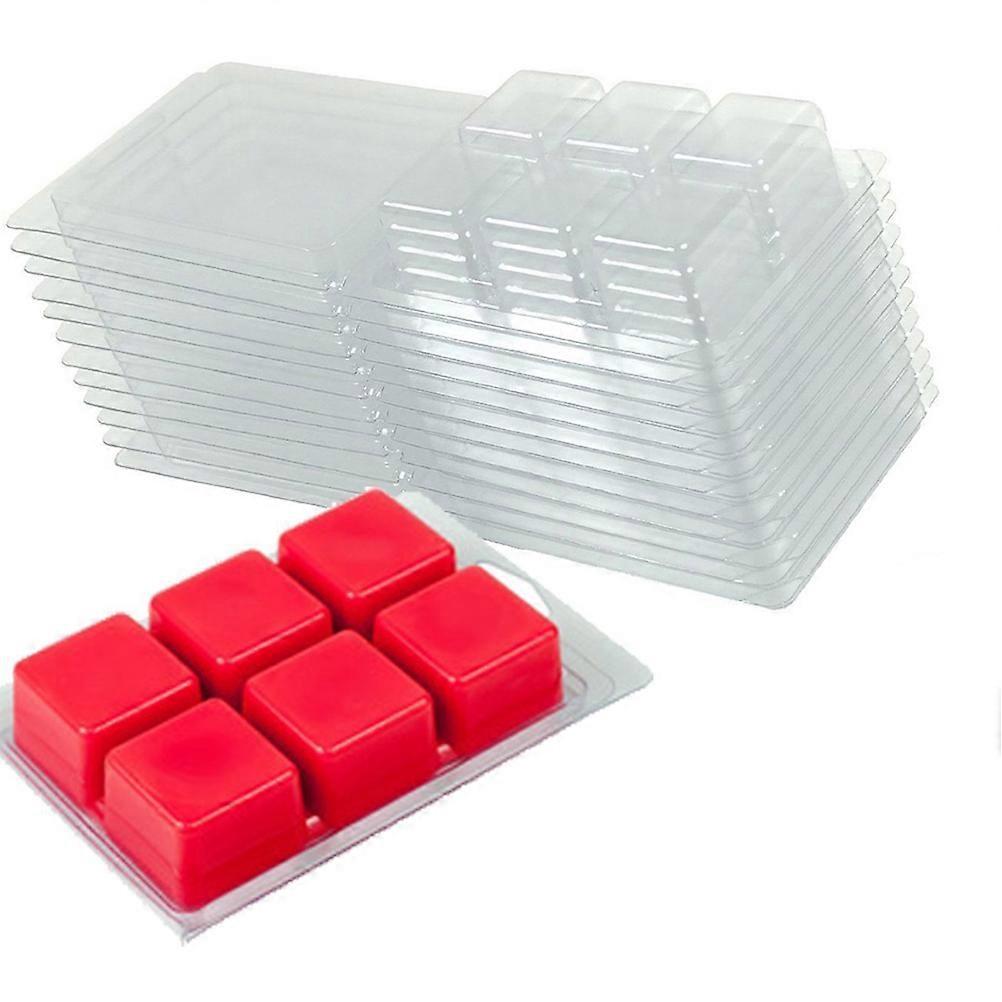 Transparent Small Box Plastic Grid Organizer 6 Grids Rectangular For Candle Storage Portable Organizer 12Pcs
