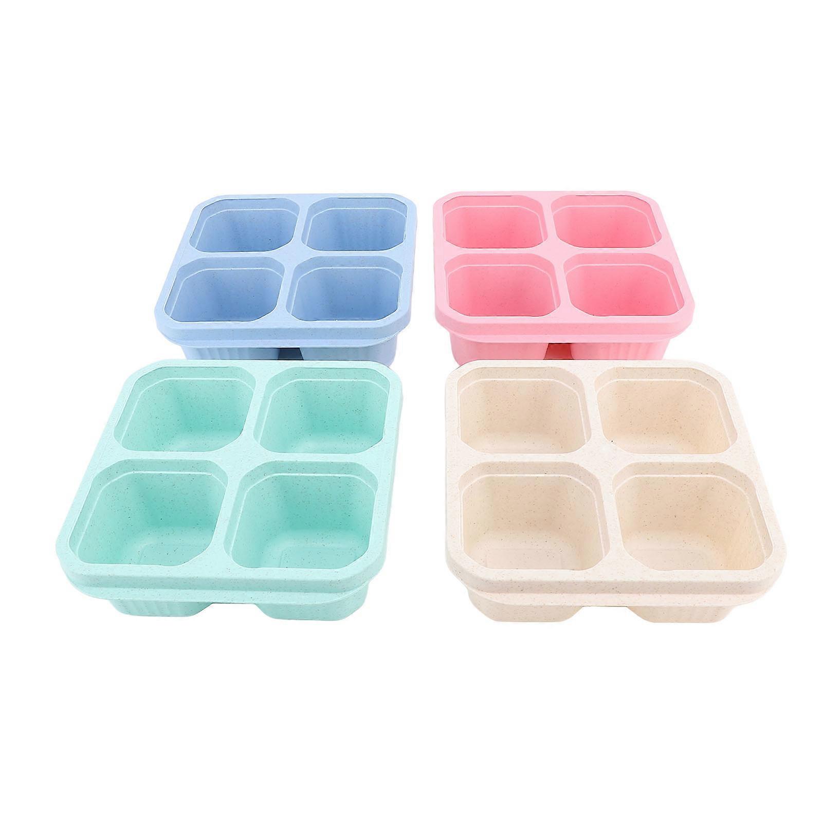4 Colors Snack Container Box Stackable Reusable Dustproof 4 Divided Compartment Snack Container with Lid