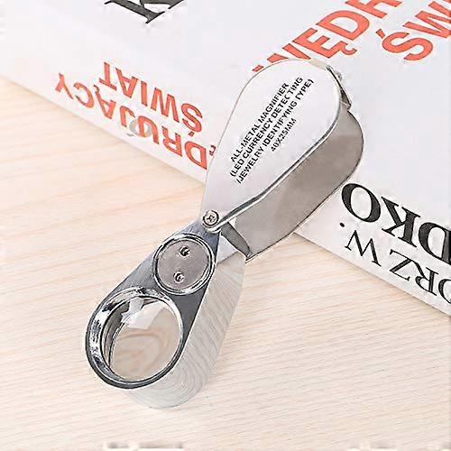 Juwelier LED UV Linsenlupe 40-fach Vergrößerung, Metallkonstruktion, optisches Glas, tragbar, Farbe A