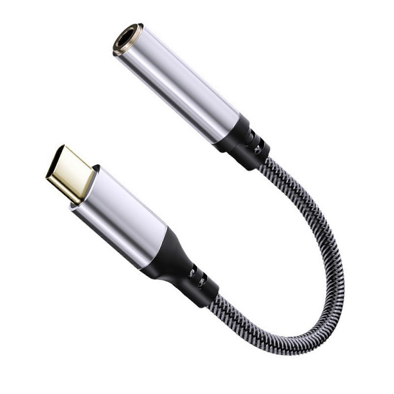Fast Plugs Play Type C To 3.5mm Headphone Port Adapters Converter Plugs Play Function With Line Control For Smartphones  Silver