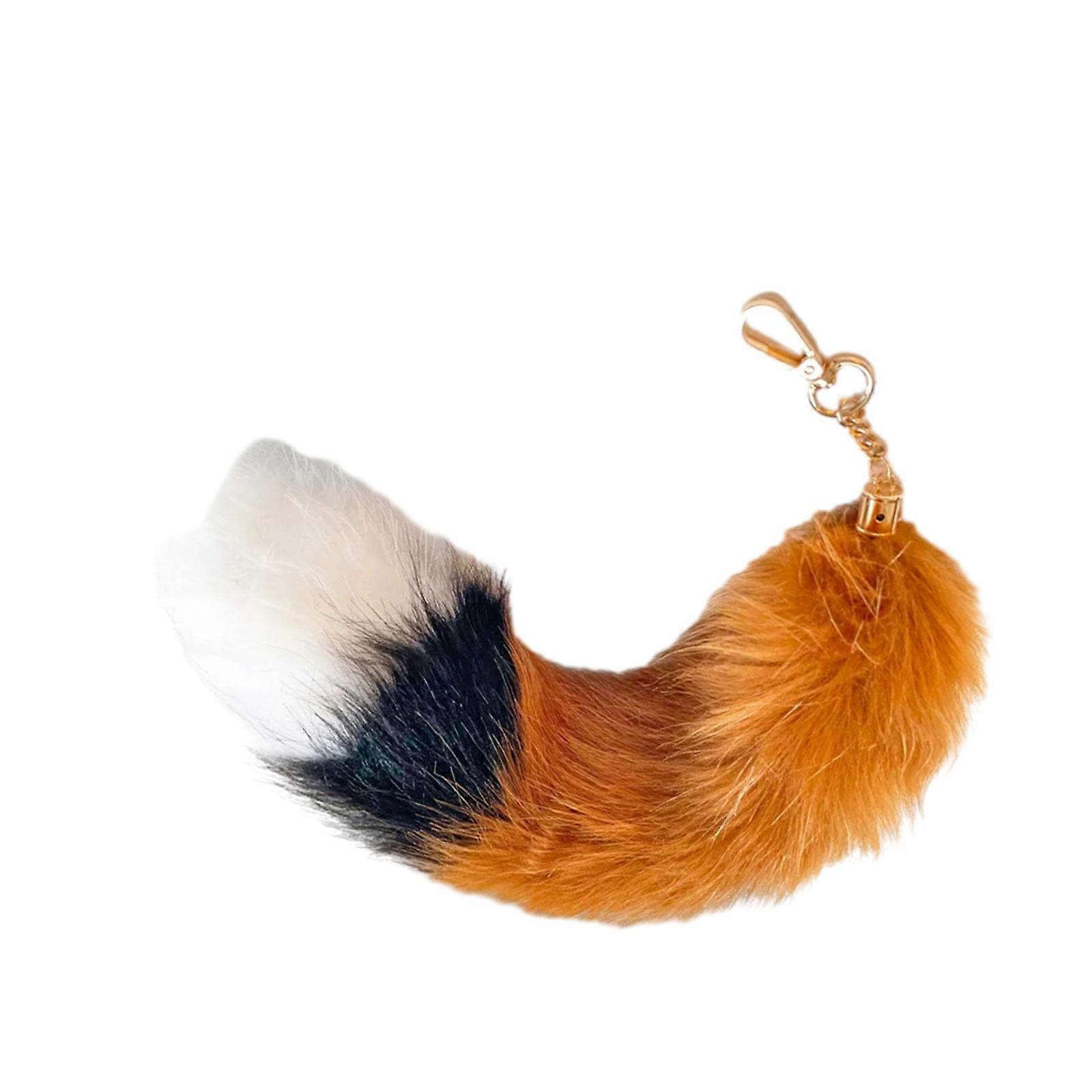 フォックステールキーホルダーフェイクファーフォックステールキーリングソフトファーリーバッグハンギングチャームペンダントキーハンドバッグペンダントアクセサリーマルチカラー