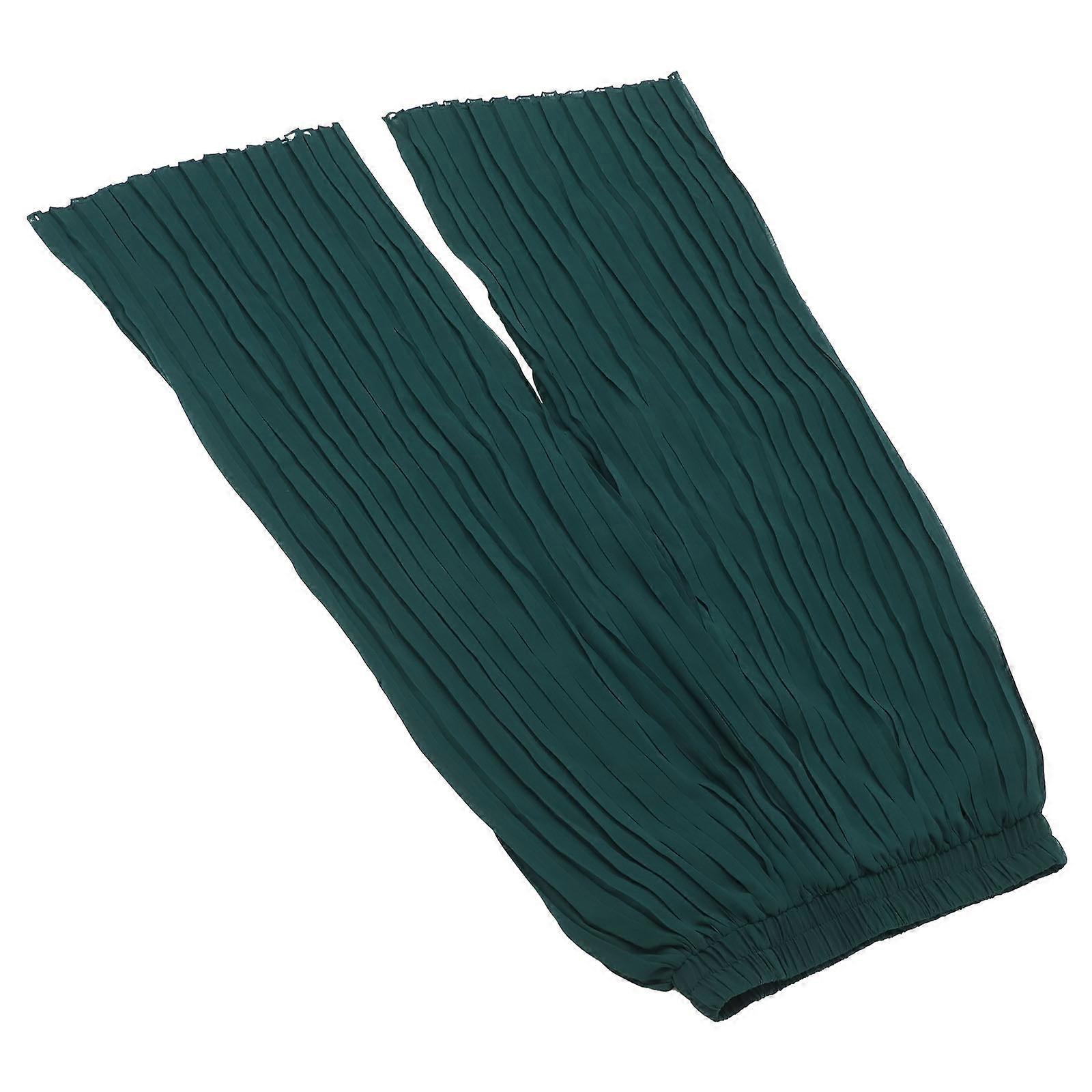 Women's Casual Summer Dress Wide Leg Pants in Chiffon Green with Elastic Waist Size L