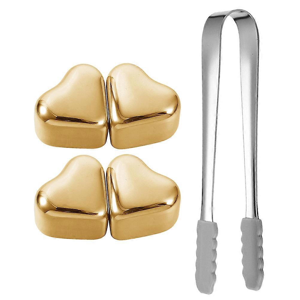 1 Set Steel Ice Cubes Reusable Ice Cubes Heart Shape Cooling Whiskey Cubes