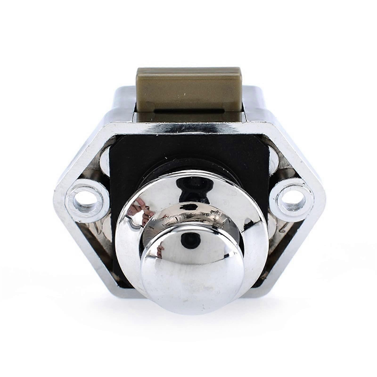 20mm Camper Auto Push Lock Diameter RV Camper Boat Motor Home Cabinet Drawer Latch Button Locks for Furniture Hardware 1pc (Color: Brown) Ref: 9365