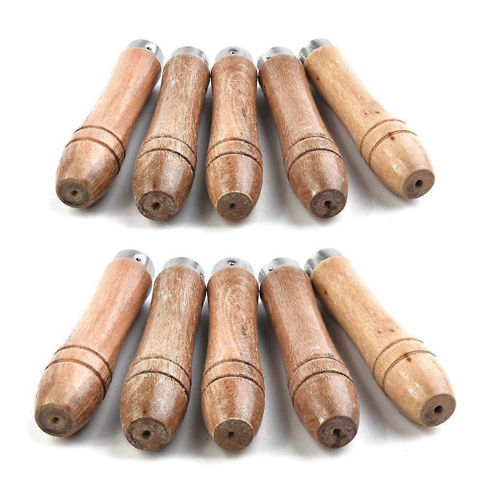 10pcs 90mm / 3.54Inch Wooden File Handle 4mm-Hole For 4-6 Inch File Of Models