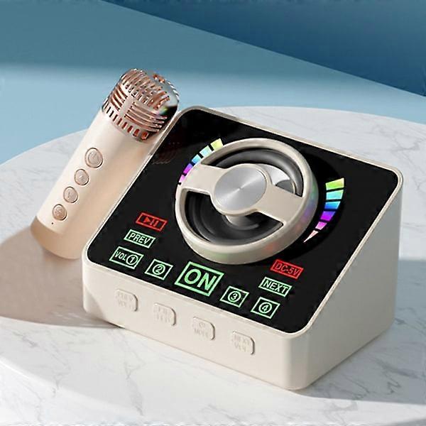 Karaoke Machine Portable Bluetooth 5.3 Speaker System With 1 Wireless Microphone Home Family Singing Speaker（Free Size，White）