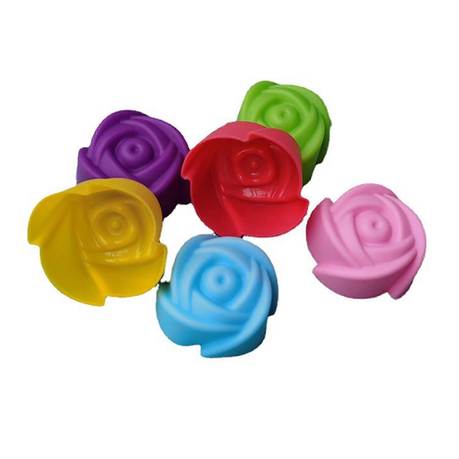 Pachet de 6 forme de tort Forme de copt colorate Forme de coacere delicate din silicon în formă de floare Perfect pentru întâlnirile de familie