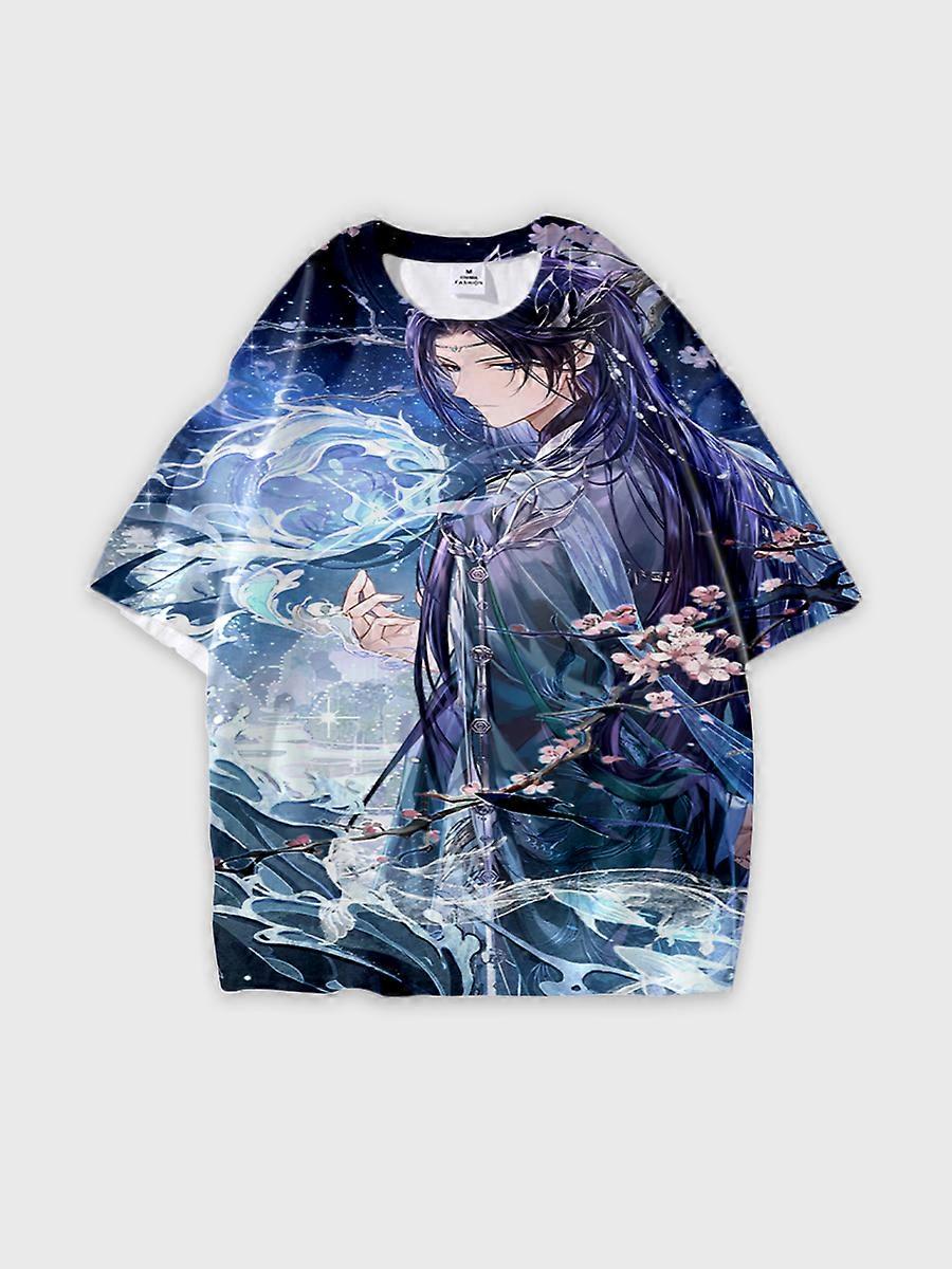 T-shirt round neck Role Pattern loose short sleeve E2605