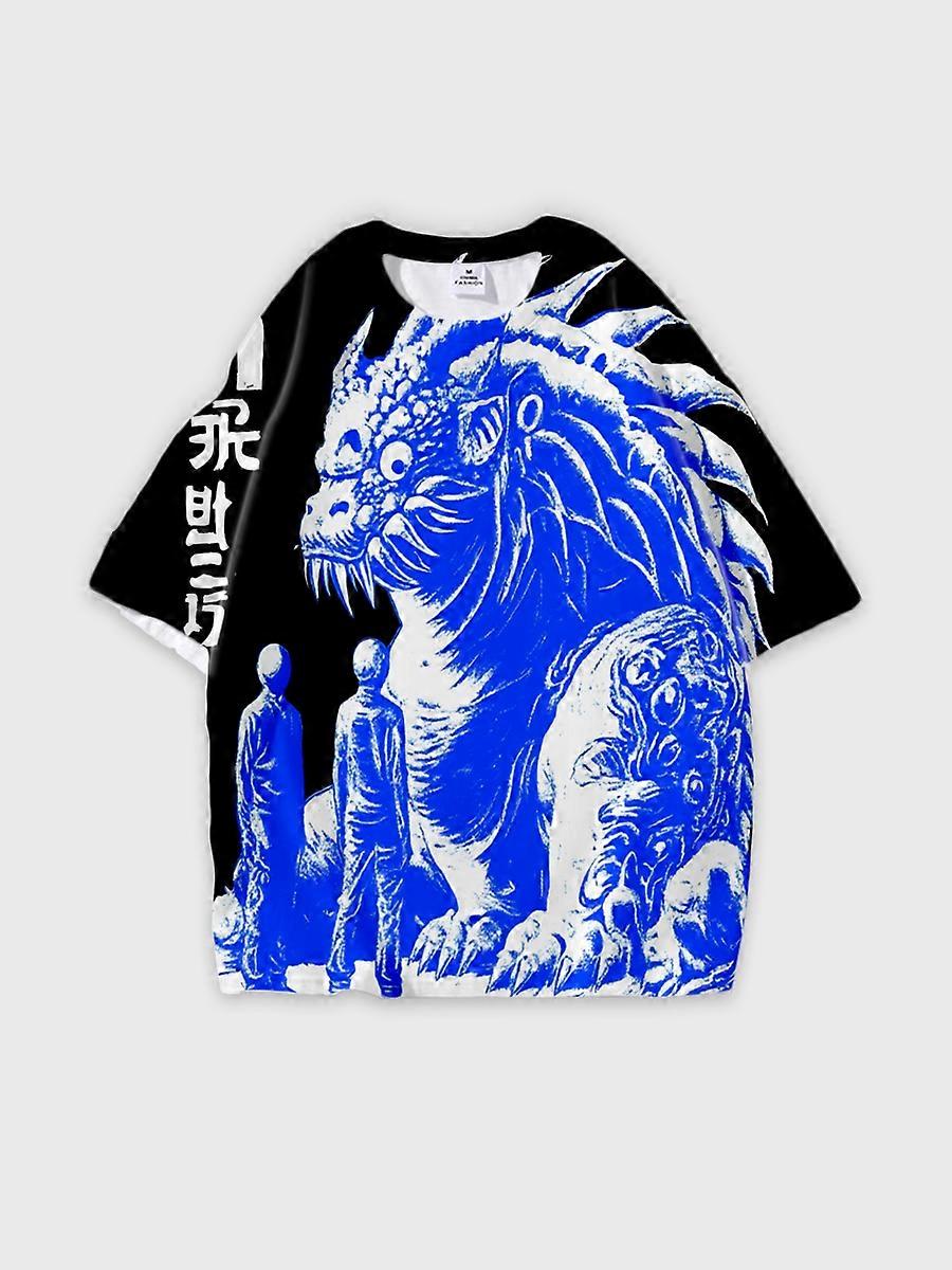 T-shirt round neck Pattern loose short sleeve N331