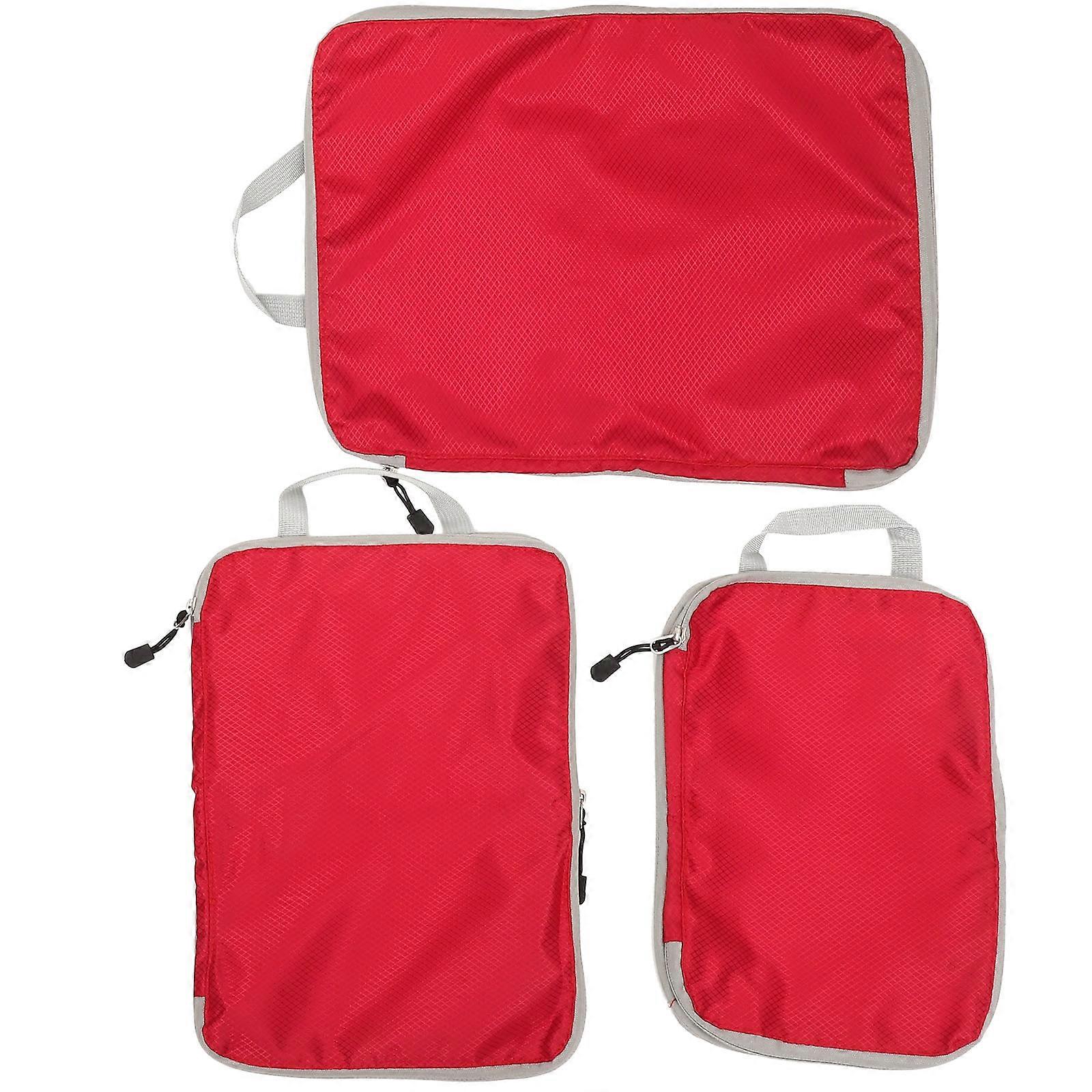 Travel Organizer Cubes for Luggage in Red Nylon Material Great for Home Use and Travel 3pcs