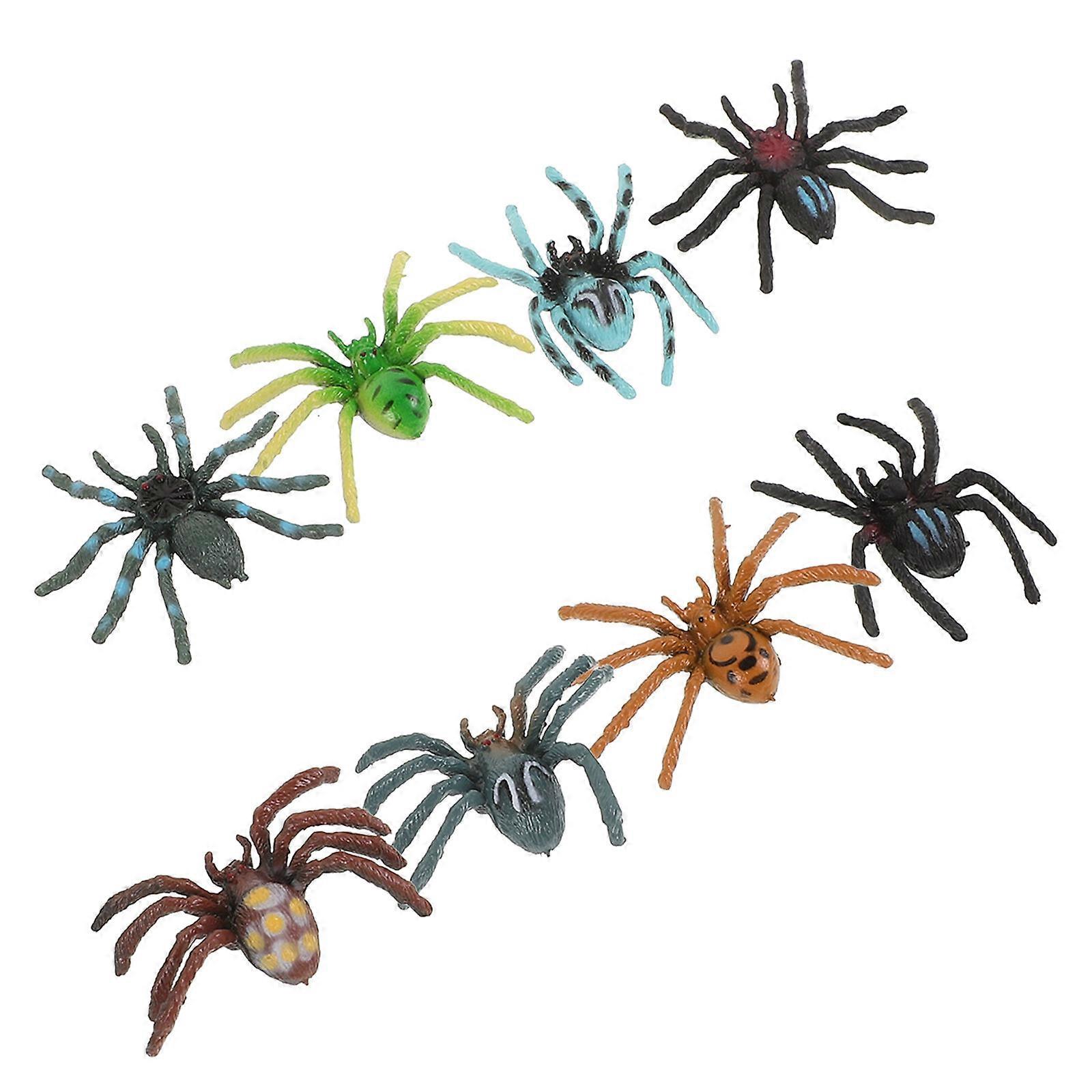 8 Piece Colorful Halloween Spider Decorations – Realistic Spider Models for Tabletop and Desktop Decoration