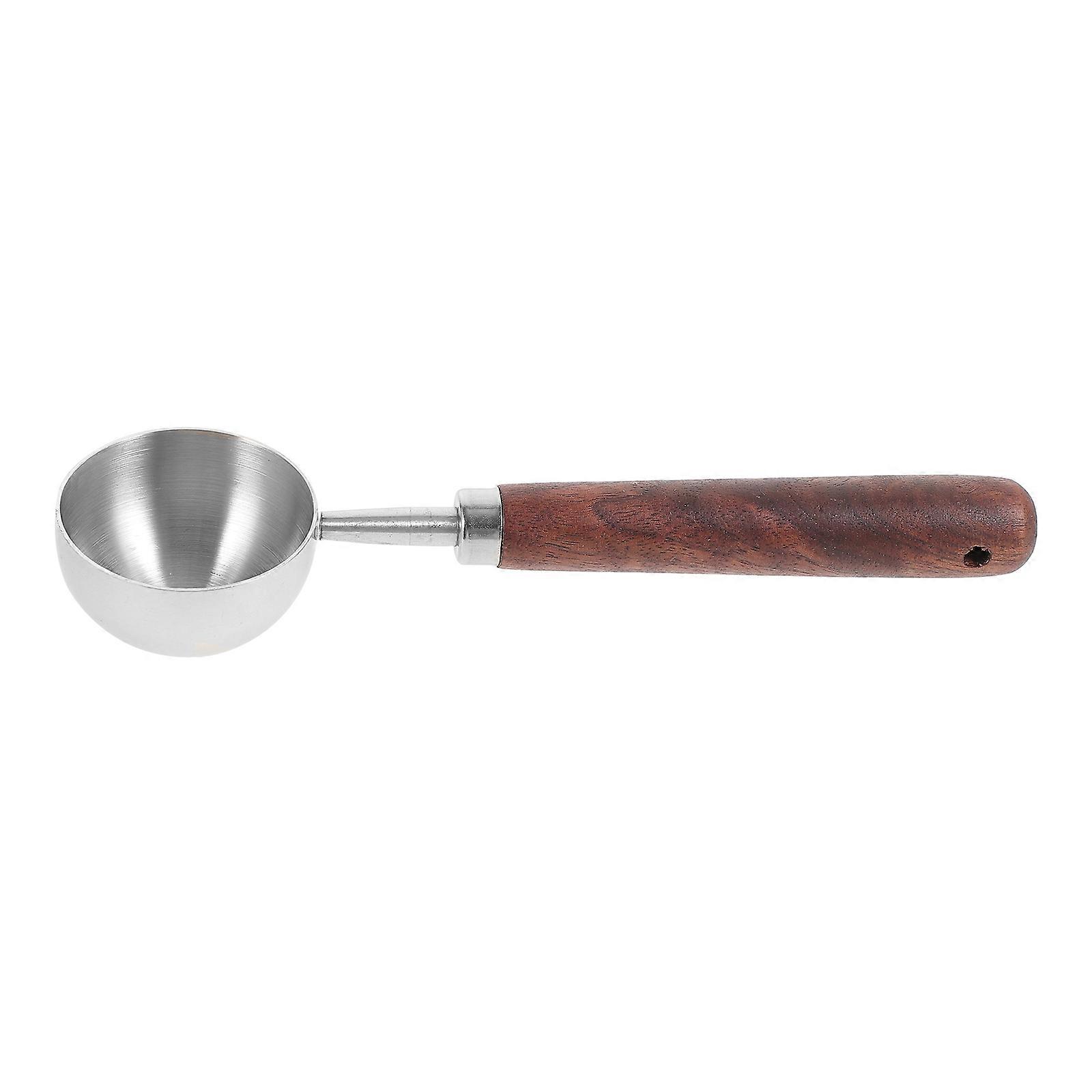 Misurino da caffè in metallo Caffè in grani Cucchiaio dosatore in acciaio inossidabile con manico in legno per uso in cucina multifunzione 1 pz
