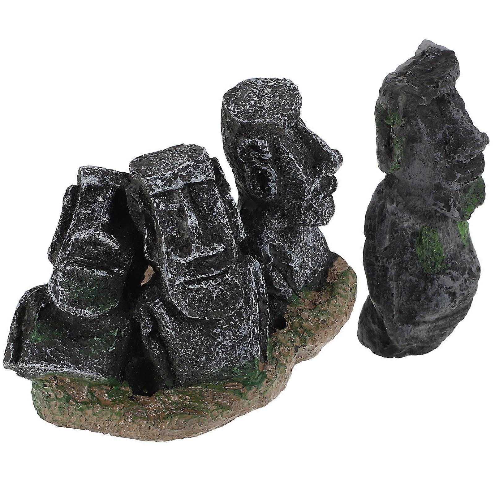 Statue Mini Resin Figurines for Decoration Grey Color Compact Size Sturdy Material