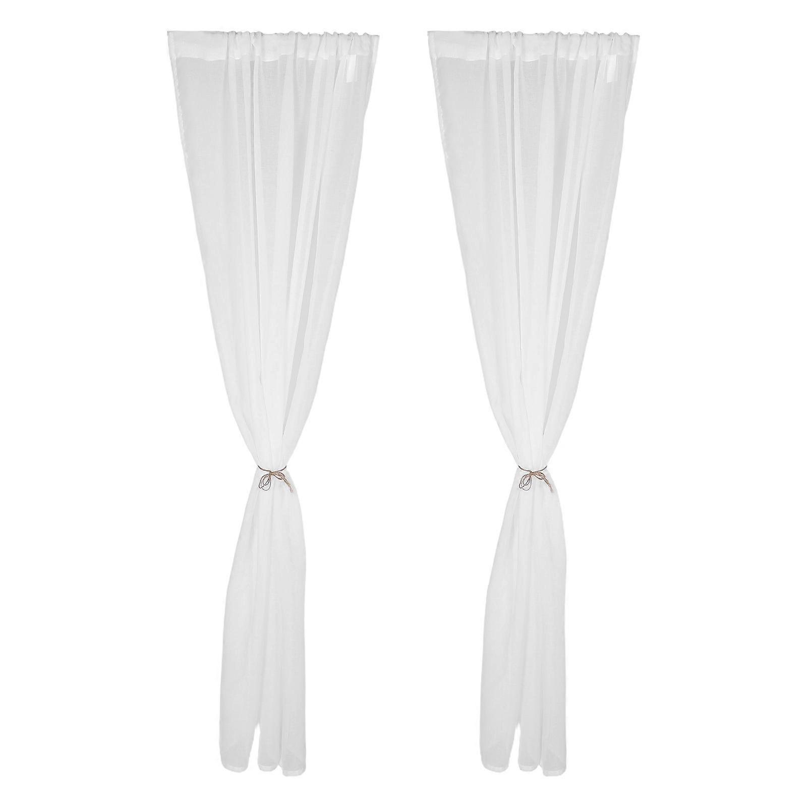 Window Curtains Soft Semitransparent Polyester Drapes Privacy Protection 2Pcs For Wedding Decor