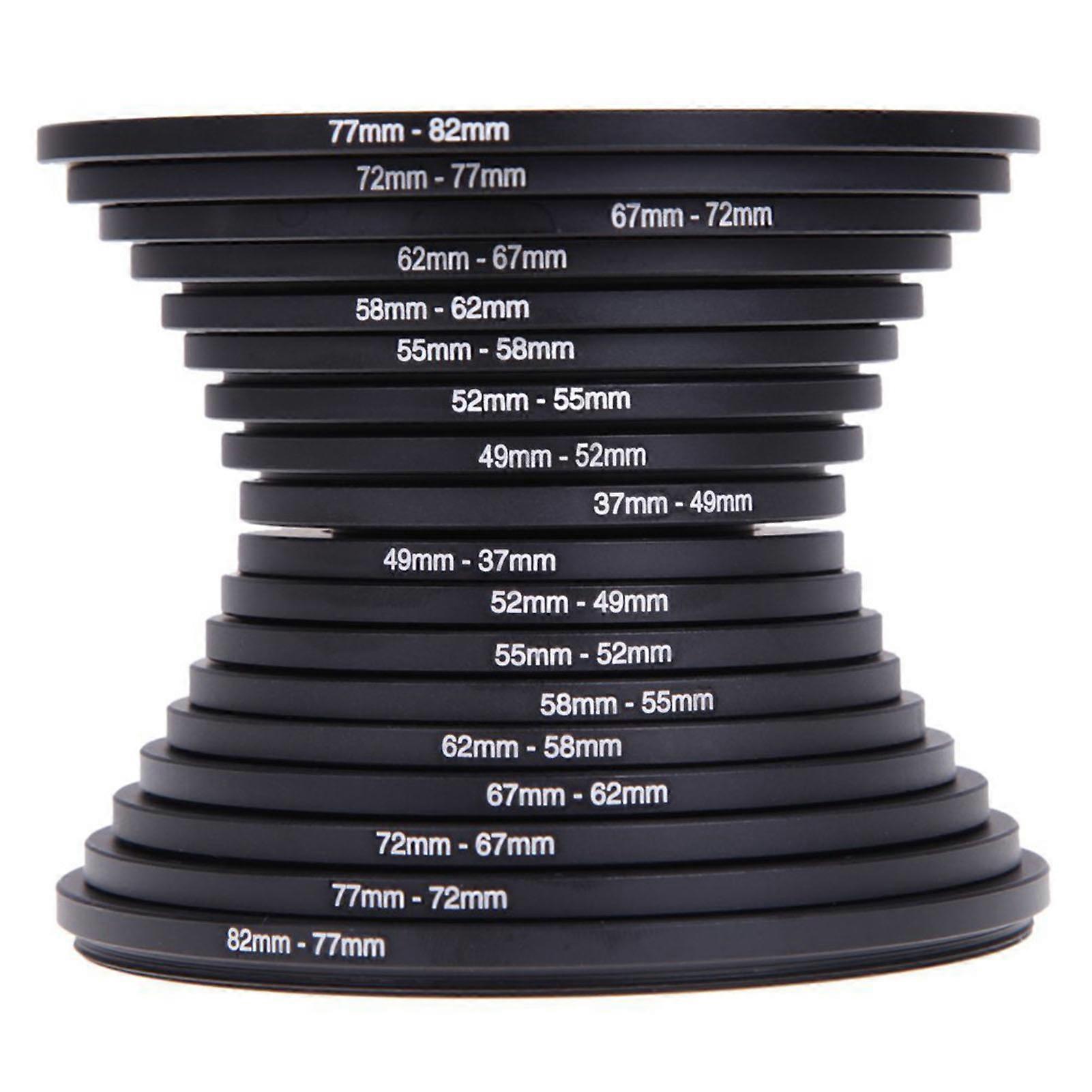 18 Piece Filter Ring Adapter Set All Metal Camera Lens Filter Adapter Ring Set Kit