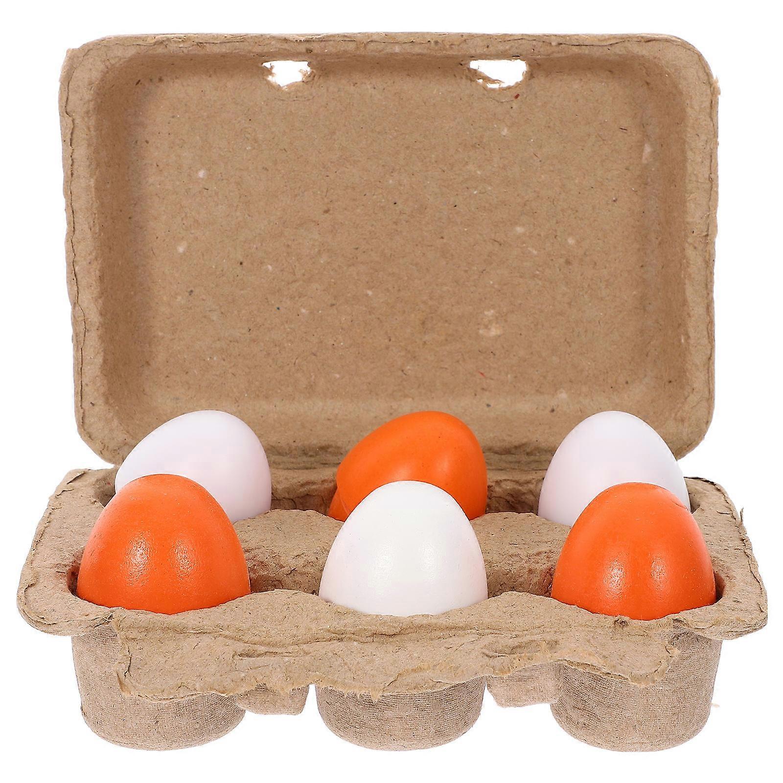 Realistic Miniature Egg Toys with Egg Carton for Kids Play and Shop Decorations 6 Pieces Assorted Color