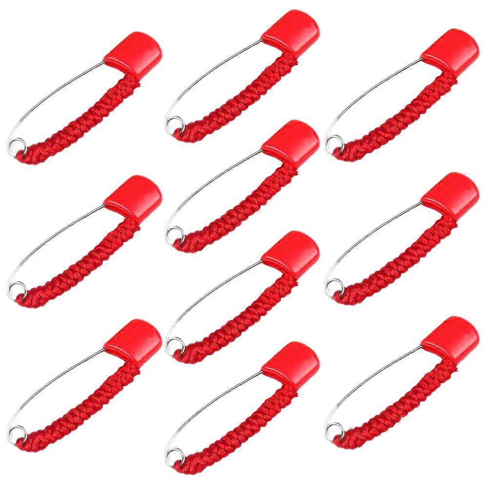 Brooches Safety Pins For Infants Creative Red Color Round Shape Daily Wear 10Pcs
