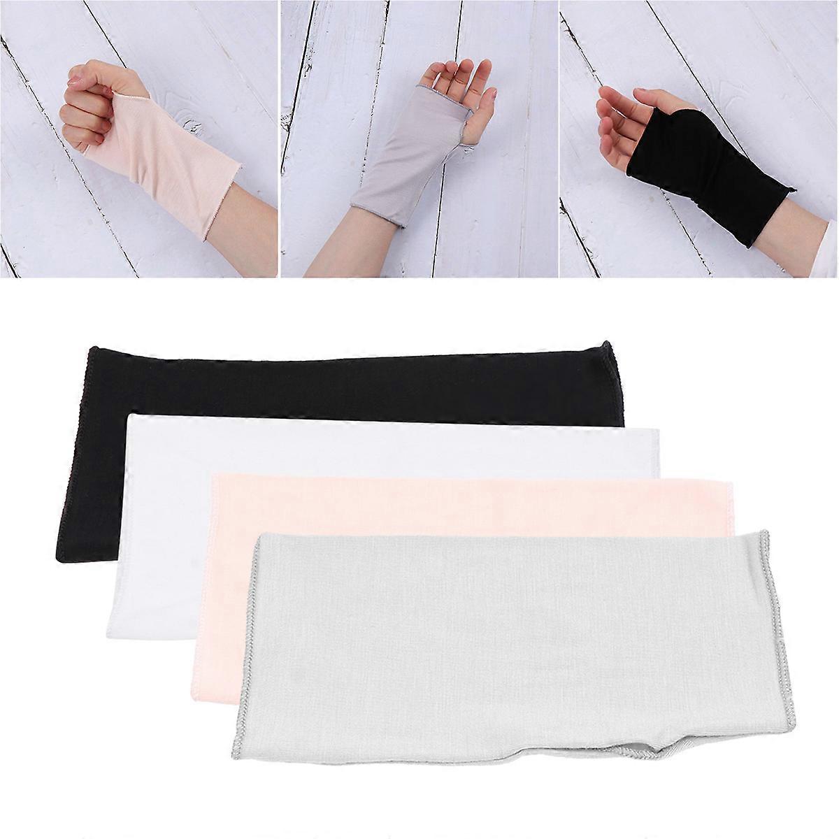 Slip-Proof Short Style Gloves Lady Gloves White Cotton Material Summer Thin Mittens 4 Pair