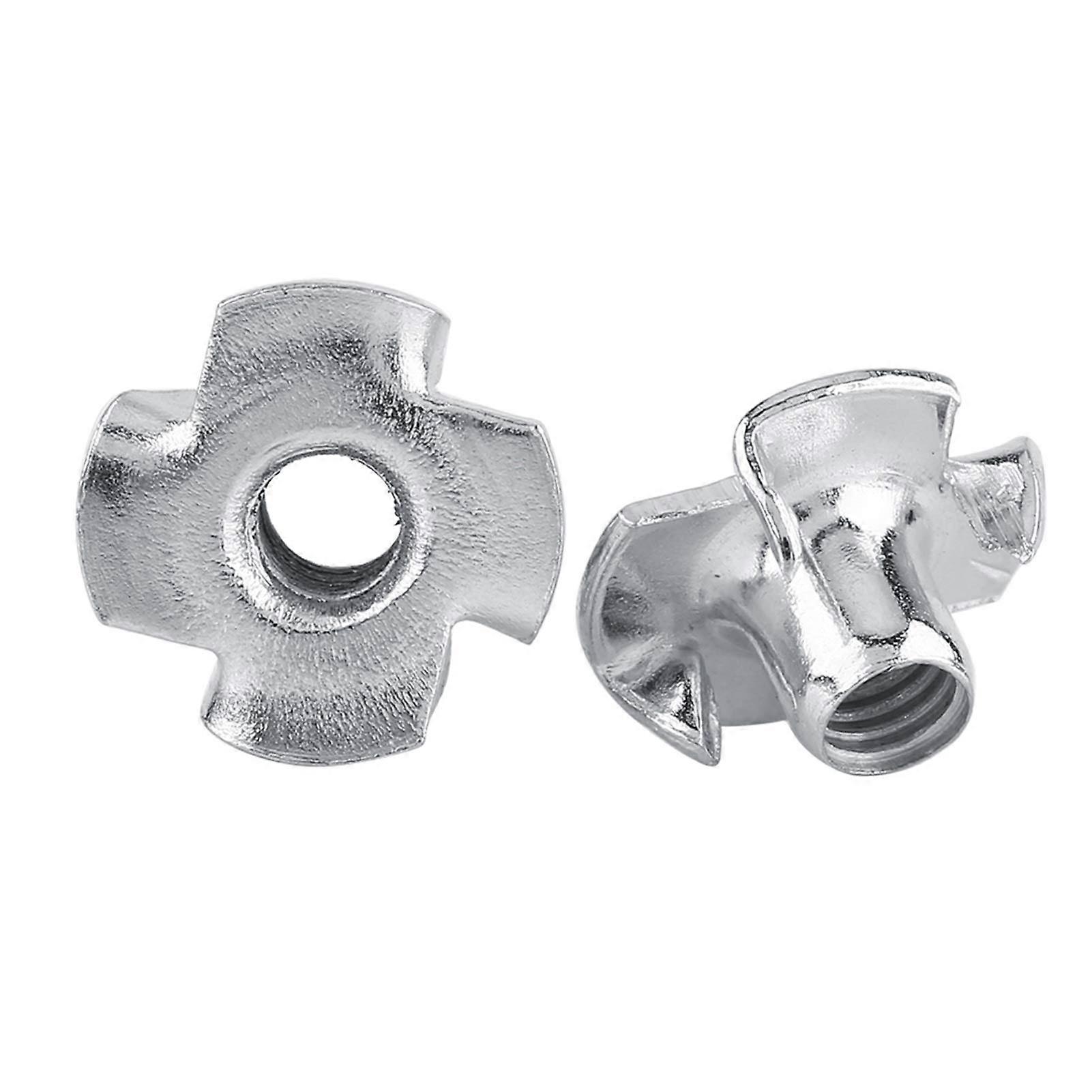 Nuts for Wood, CNC Router, T Nut, Four Claws, Galvanized Carbon Steel, M4 (50 Pieces)