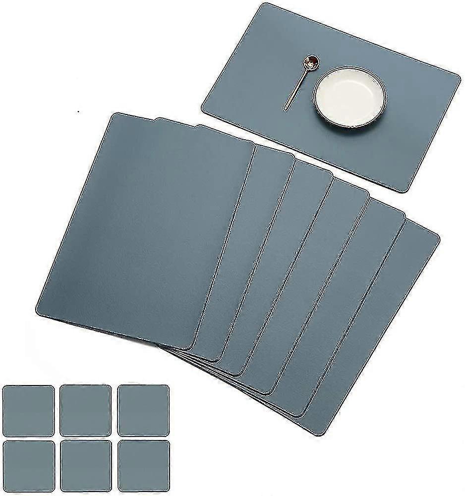 Set of 6 Washable, Non-Slip, Heat-Resistant PVC Placemats and Coasters