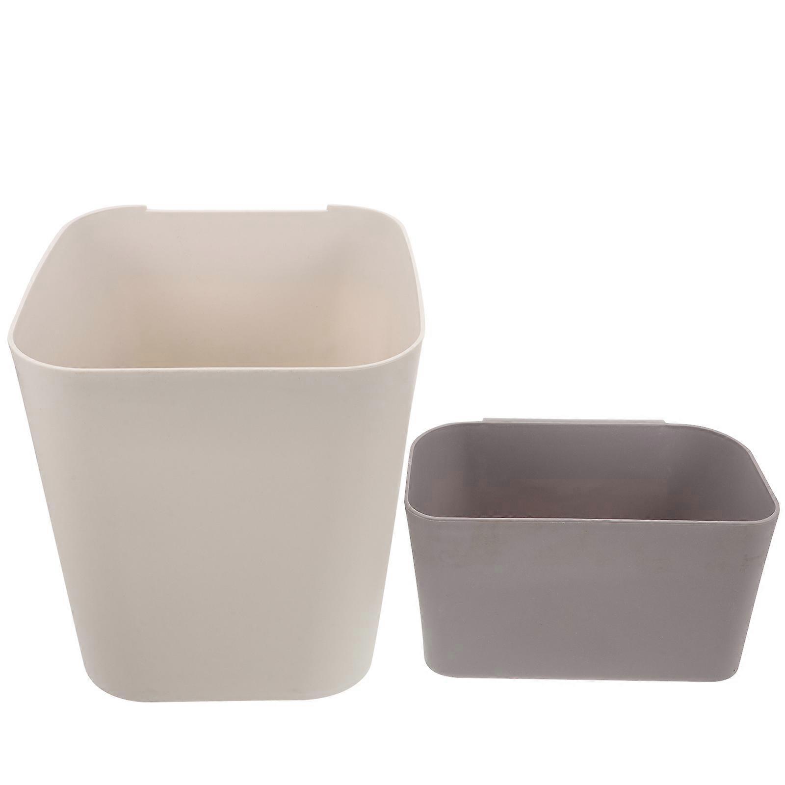 Wet and Dry Waste Bin Dual Use Trash Can Plastic Garbage Container 2pcs (Grey)