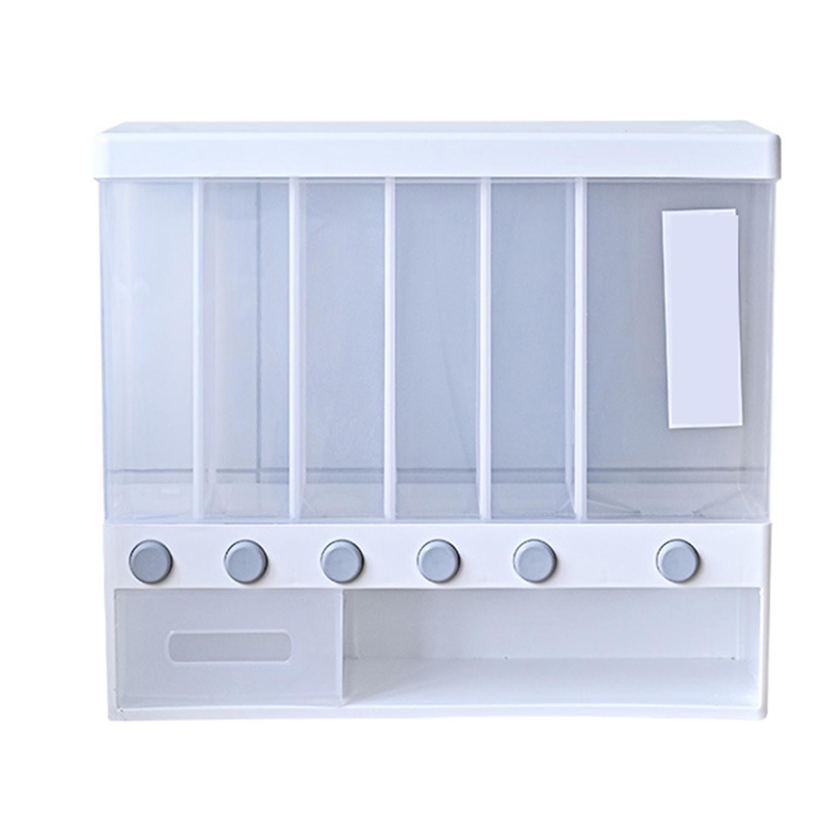 6-grid Rice Dispenser Wall-mounted Grain Storage Box Practical Rice Bucket