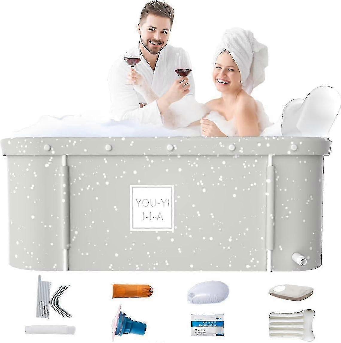 Portable Foldable Bathtub For Adult Kids Soaking Bathtub For Spa, Efficiently Maintaining Temperature 120x55x50cm