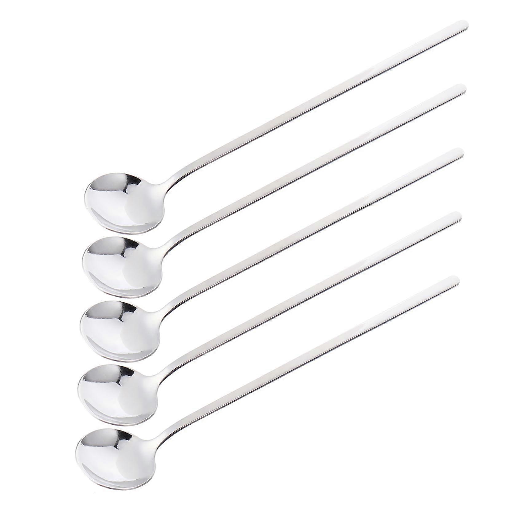 Japanese Stainless Steel Spoons With Long Handle For Dessert Coffee And Ice Cream Rustproof Home And Catering Pack Of 5