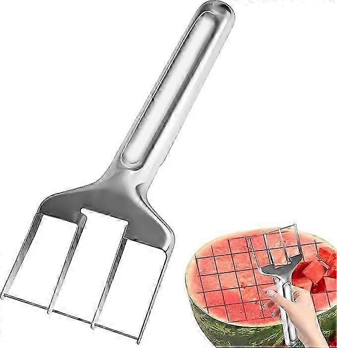 Watermelon Cutter Slicer Tool 430 Stainless Steel mango Slicer Fruit Cutter Melon Cutting Tool Kitchen Gadget Portable Practical Upgrade Silver Manual