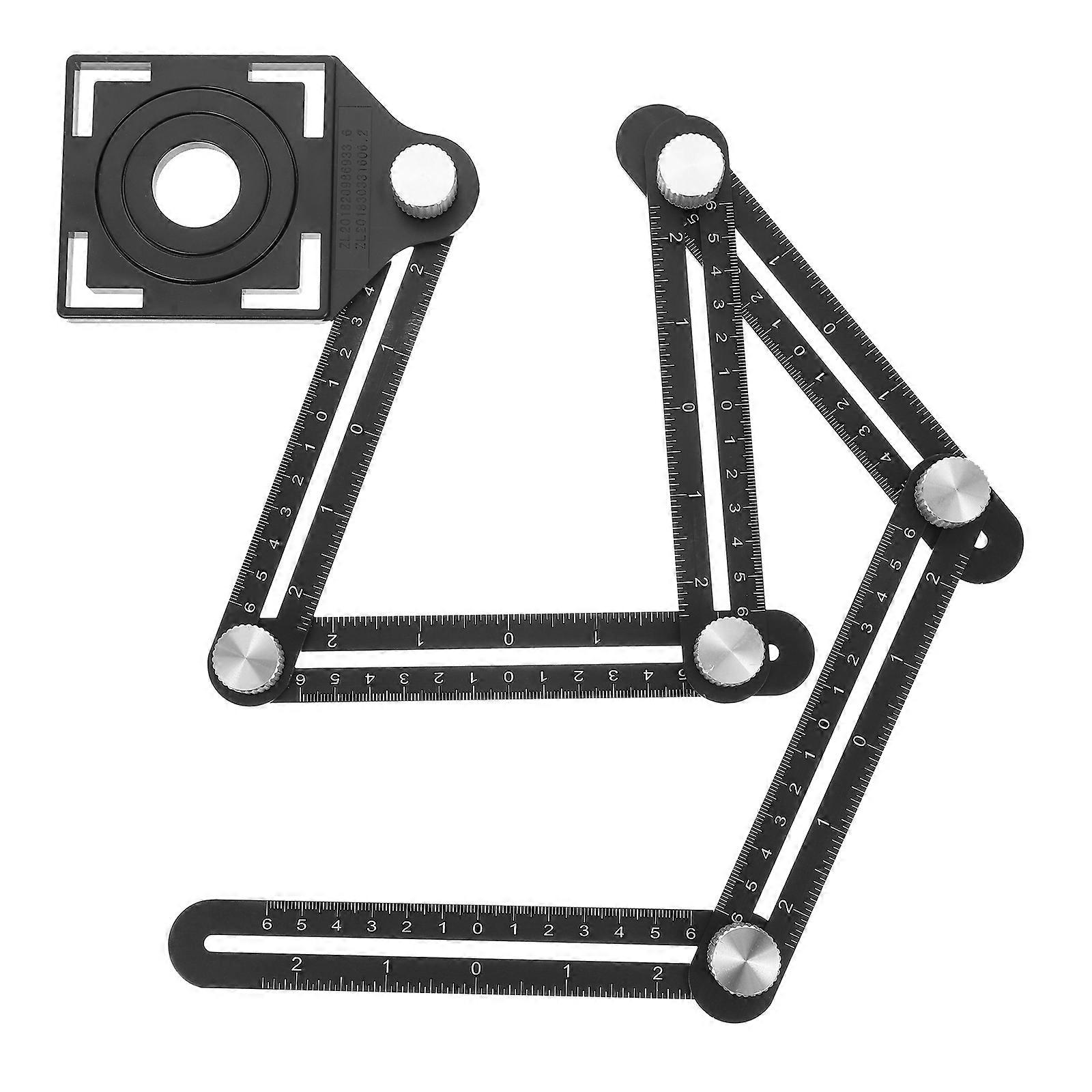 Aluminum Alloy Tile Opening Locator for Indoor Piping Installation Black Easy to Use 6 Fold Ruler