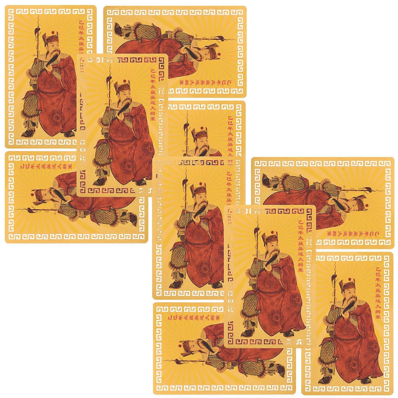 Feng Shui Amulet Card 10Pcs Rectangular Style for Good Fortune during The New Year Celebration in Khaki Aluminum Magnesium Alloy